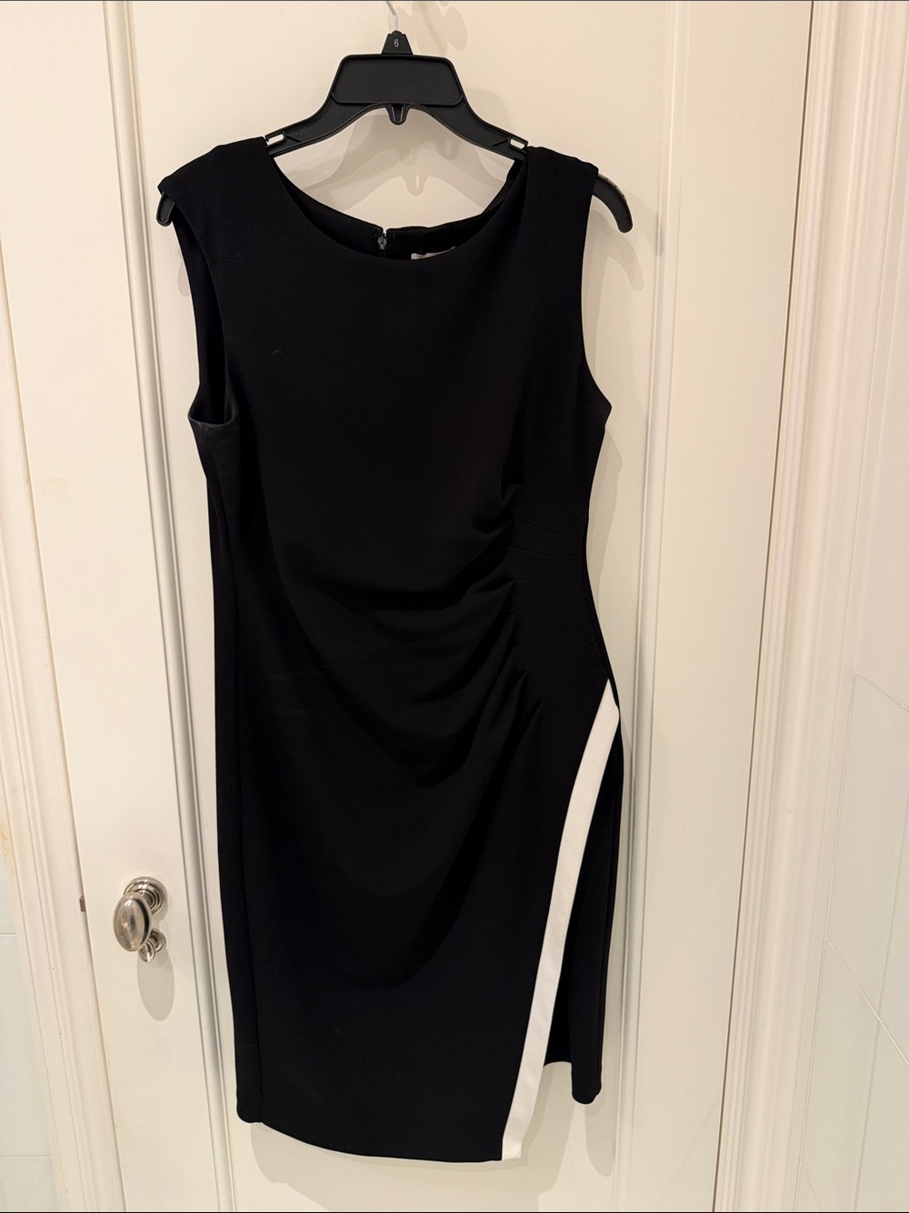 Calvin Klein Black Sleeveless Midi with White Side Trim